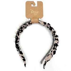 Berry Leopard Print & Pearl Headbands